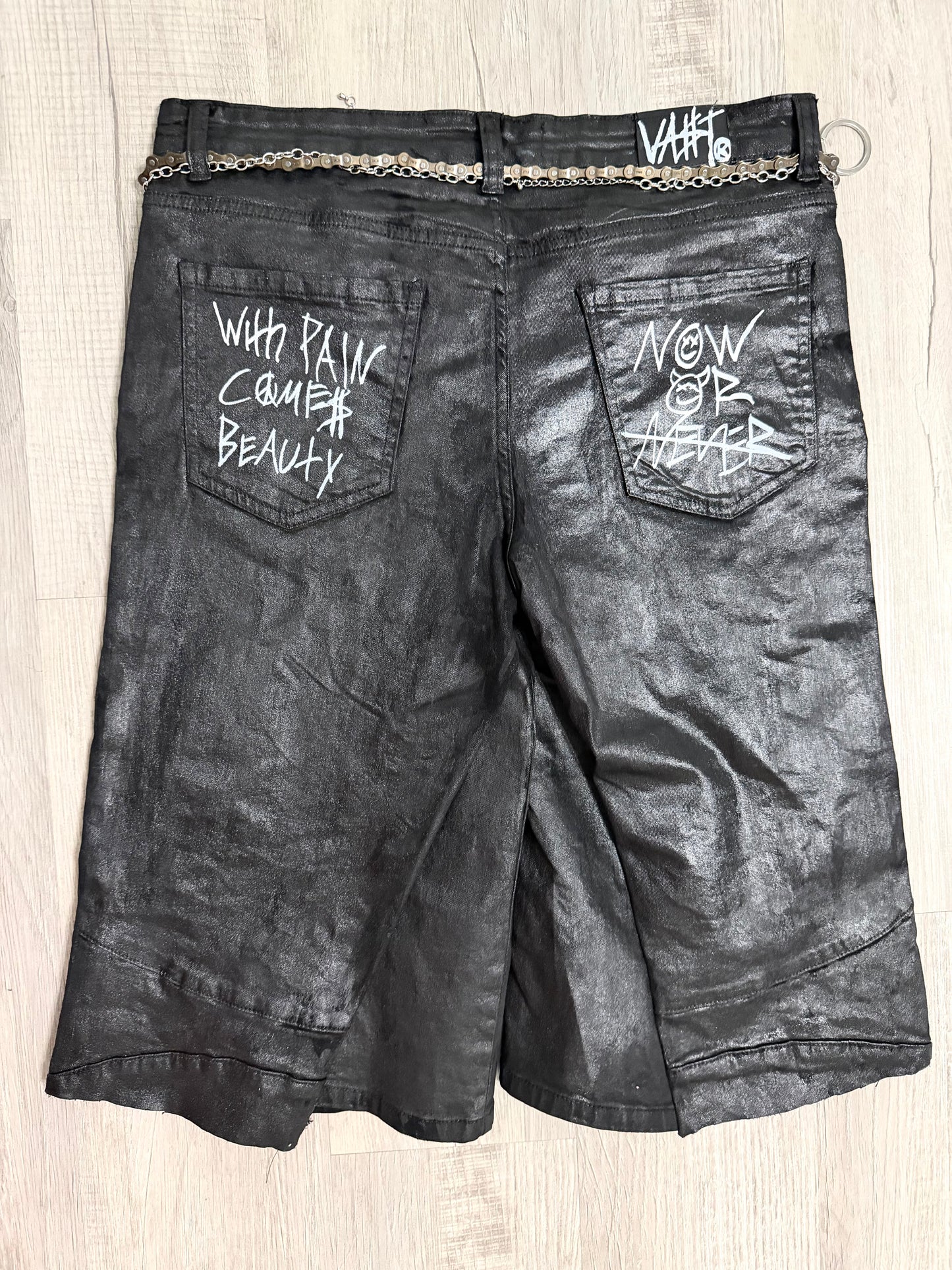 Onyx Waxed Biker Shorts