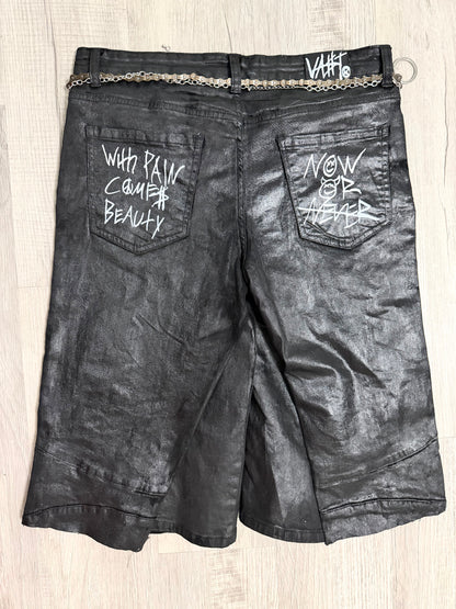 Onyx Waxed Biker Shorts