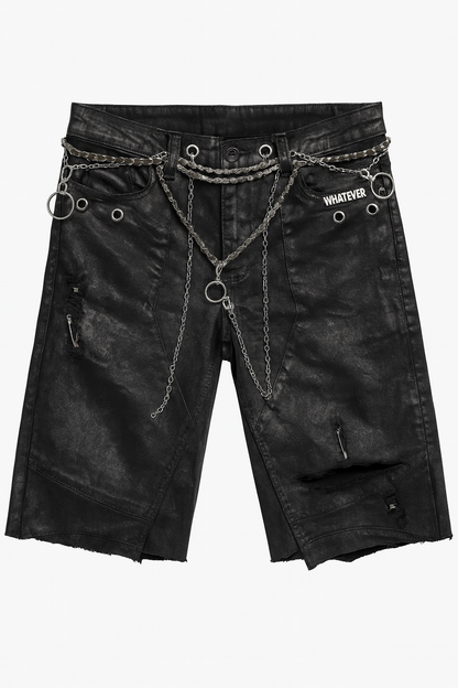 Onyx Waxed Biker Shorts