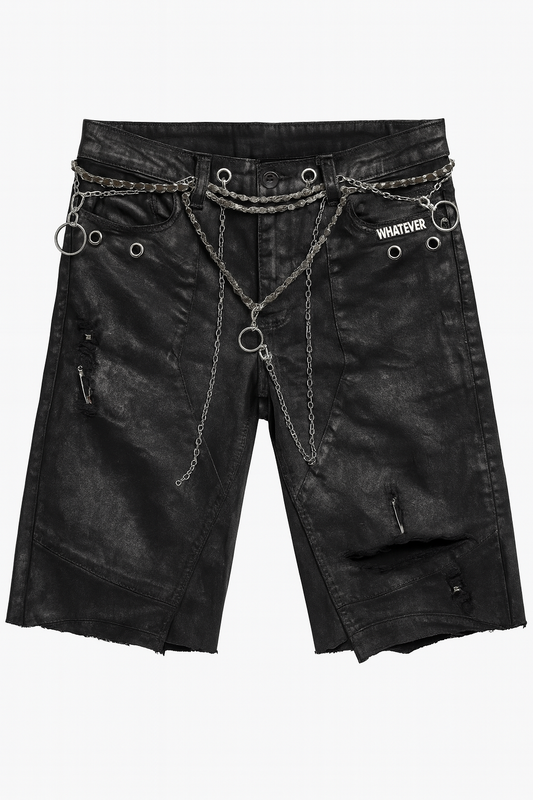 Onyx Waxed Biker Shorts