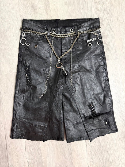 Onyx Waxed Biker Shorts